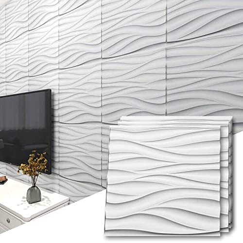 Art3d Textures 3D Wall Panels White Diamond Design for Interior Wall Decor Pack of 12 Tiles 32 Sq Ft (PVC)