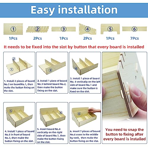 HengTianMei 24 Grids Cell Phone Holder Classroom Pocket Chart Organizer,Wooden Storage Box Phone Calculator Holder for Classroom Office School, Desktop Compartment Phone Caddy