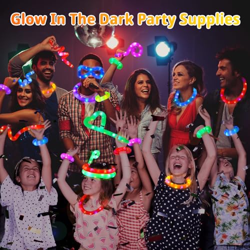 Glow Sticks Halloween Party Favors for Kids - 16 Pcs Light Up Pop Tubes Halloween Toys Glow in the Dark Party Supplies Halloween Gifts for Kids Goodie Bag Fillers, Christmas Stocking Stuffers for Kids