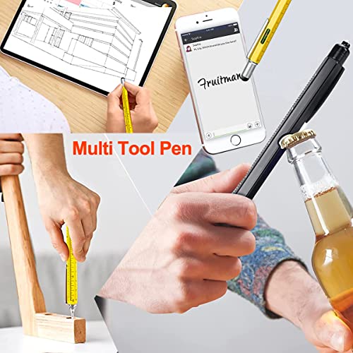 Men Gifts Multi Tool Pen - 2PC Unique Gadgets Set for Dad Birthday Stocking Stuffers Fathers Day, Unique Pocket Multitool with Light, Gift Idea Tools with Flashlight Ruler