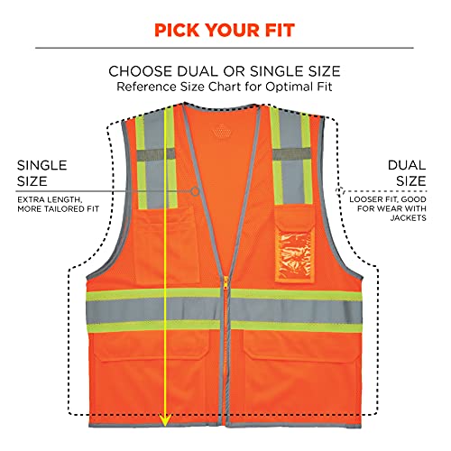 Ergodyne Unisex Two-tone - Class 2 Two Tone Mesh Vest Single Size, Orange, Small US