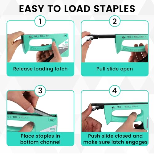 HAUSHOF Light Duty Staple Gun, Upholstery Staple Gun with 800PCS JT21 Staples and Stapler Remover, Green Staple Gun Kit fits JT21 Staple of 1/4'', 5/16'' & 3/8'' for Classroom, Crafts, DIY, Decoration