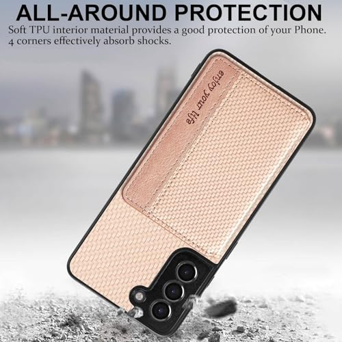 S21 Case Card Holder,for Galaxy S21 Case,RFID Blocking Slots,S21 Phone Case Kickstand Lanyard,PU Leather Shockproof Protective Magnetic Flip Cases Folio Cover for Samsung Galaxy S21 5G (Beige)