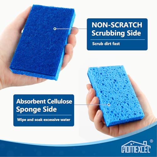 HOMEXCEL Sponges Kitchen 12pcs, Non-Scratch Scrub Dish Sponges, Safe on Non-Stick Cookware,Dual Sided Cleaning Sponges for Kitchen,Household,Bathroom and More