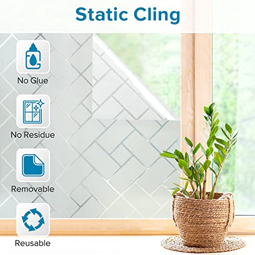 rabbitgoo Window Privacy Film, Frosted Glass Static Cling Window Sticker, Vinyl Covering for Home Office Bathroom Decorative, 35.4 x 118.1 inches