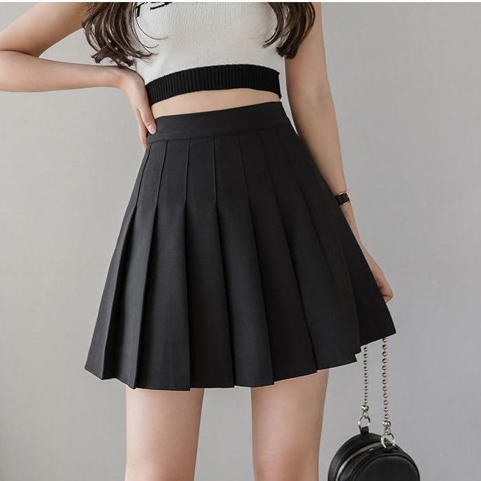TONCHENGSD Women's High Waist Pleated Mini Skirt Skater Tennis Skirt (Red, XS)