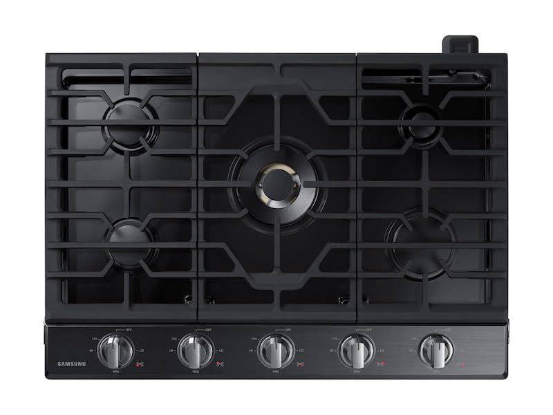 SAMSUNG 30" Built In Smart Gas Cooktop with 22k BTU Dual Power Burner, 5 Burners, Black Stainless Steel, NA30N7755TG/AA