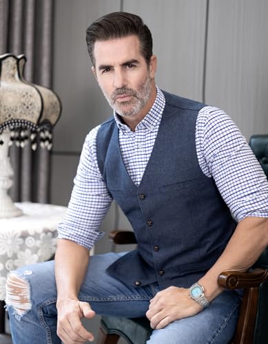 Mens Suit Vest Waistcoat Tweed Retro V Neck Wool Herringbone for Prom