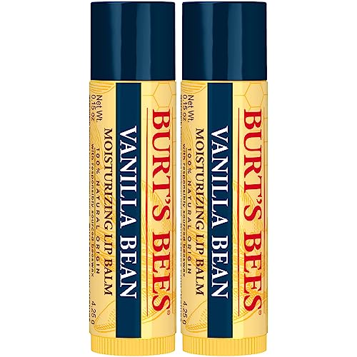 Burt's Bees Lip Balm Stocking Stuffers, Moisturizing Lip Care Christmas Gifts, Vanilla Bean, Lip Moisturizer With Responsibly Sourced Beeswax, Tint-Free, Natural Origin Treatment (2-Pack)