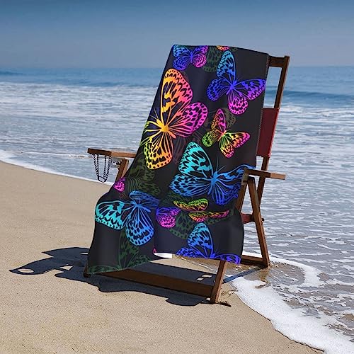 VOOHDDY Butterfly Flying Beach Towel Large Soft Absorbent Microfiber Quick Dry Oversized Bath Towels for Bathroom Women Men Pool Camping Travel Swimming Picnic Sports