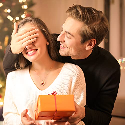LOUISA SECRET Love Heart Birthstone Necklaces for Women 925 Sterling Silver Christmas's Day Gifts for Women Her Wife Girlfriend Mother Rose Gold Diamond Jewelry Anniversary Birthday Gifts