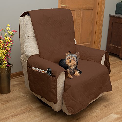 Couch Slipcover for Dogs and Cats - 100-Percent Waterproof and Washable - 3-Cushion Pet Sofa Furniture Cover with Non-Slip Straps by PETMAKER (Brown)