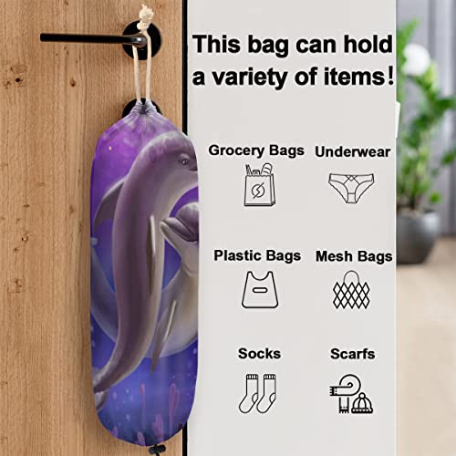 Kawaii Bee Print Plastic Bag Holder Wall Mount Grocery Bag Holder Reusable Trash Bag Organizer Washable Large Grocery Bag Storage Dispenser for Kitchen Pantry