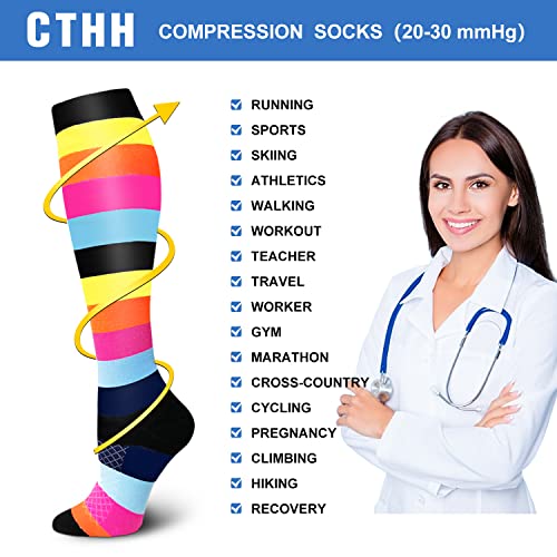 5 Pairs Copper Compression Socks for Women & Men Circulation - Best Support for Running Athletics Nursing Travel (13 Purple/Red/Blue, Large-X-Large)