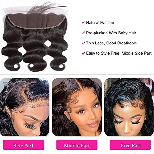 Afekisn Tasumla 12A Human Hair Bundles Body Wave 3 Bundles Human Hair 20 22 24 Inch 100% Unprocessed Brazilian Virgin Hair Bundles Deals Human Hair Weave Body Wave Human Hair Extensions Natural Color