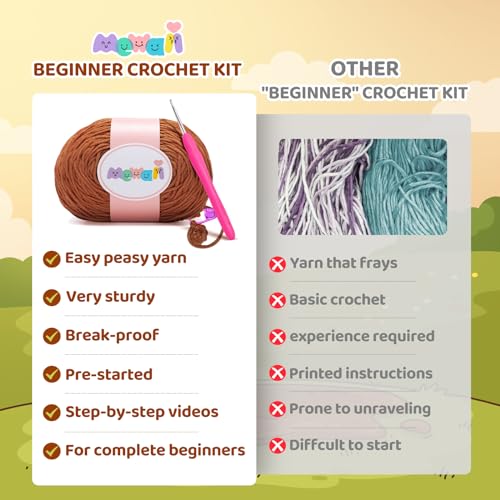 Mewaii Crochet Kit for Beginners, Crochet Starter Kit with Step-by-Step Video Tutorials, Crochet Complete Kit with 40%+ Pre-Started Yarn Content, Crochet Gifts for Adults Kids (3 Packs Highland Cow)