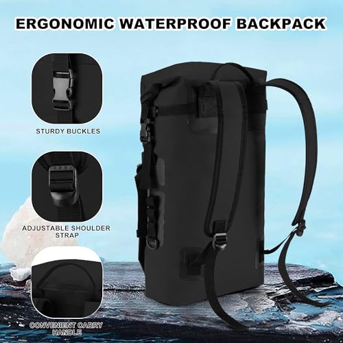 ESONE 30L Dry Bags Waterproof Backpack for Travel Dry Bags Backpack Waterproof Bags for Kayaking Boating Floating Paddleboarding Submersible Boat Bag