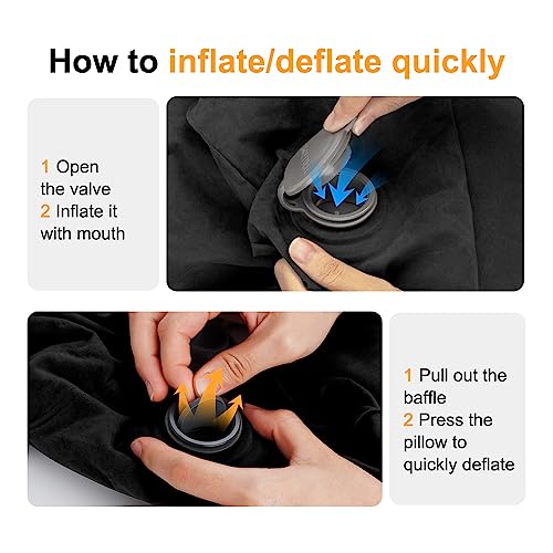 Maliton Inflatable Travel Foot Rest Pillow, Toddler Airplane Bed, Car Seat Foot Rest for Kids, Adjustable Height Leg Rest Pillow for Airplane, Home, Office(Black, 1 Pack)