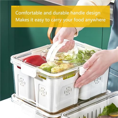 MEIHAOME Fruit Storage Containers for Fridge,Refrigerator Organizer Bins with Lids,3 Removable Containers for Food,Fridge Organizers and Storage,Stackable Produce Berry Veggie Stay Fresh Containers