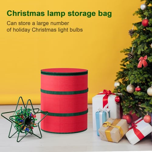 Dicasser Light Storage Zipper Carrying Bag Cord Reel Holder with 3 Green Metal Reels,Tear-Proof 600D Oxford Fabric Reinforced Stitched Handles