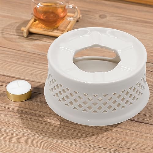 Ceramic Teapot Warmer, Coffee Warmer, Milk Warmer for Glass Teapot Stainless Steel Teapot and Other Heatproof Dish Warming Use (Ceramic White)