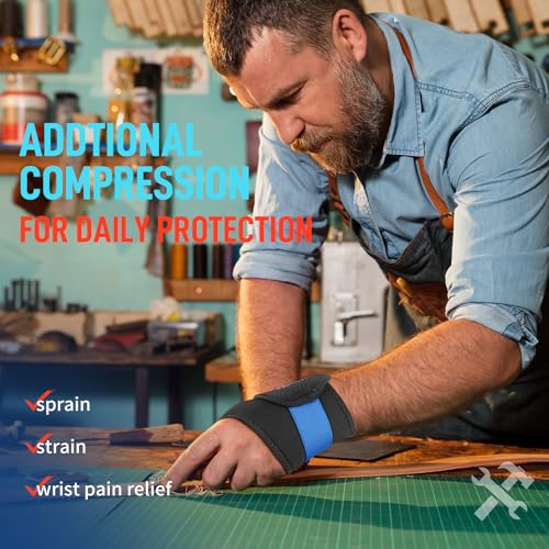 FEATOL 2 Pack Wrist Wraps for Pain, Carpal Tunnel, Tendonitis, Wrist Support for Work Men and Women, Adjustable Wrist Support Brace Right & Left Hand, Daily Wrist Protector Small