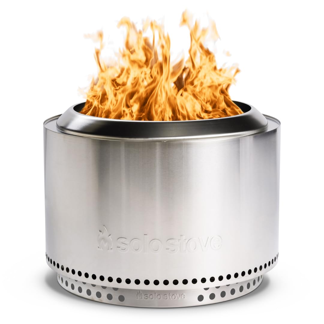 Solo Stove Yukon 27 Inch Smokeless Fire Pit with Removable Ash Pan - Wood Burning Portable Stainless Steel Outdoor Fireplace, Stainless Steel, Ideal for 6 or More People, 38 lbs