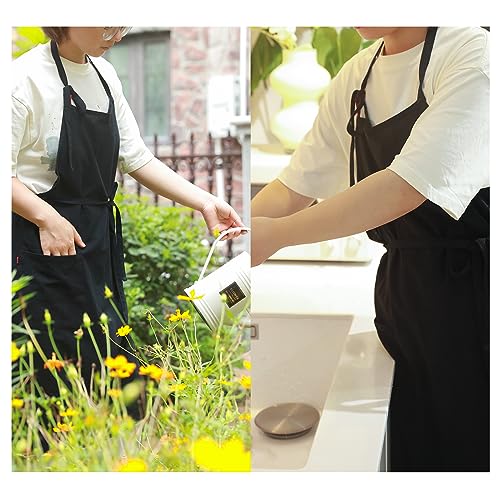 Uteynee 2 Pack 100% Cotton Aprons for Women with Pockets Kitchen Garden Cooking (10 Colors)