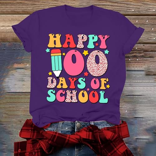 Today's Deals 100 School Shirts Over Stock Clearance Deals Prime Only Frée Delivery Amázon Deals Today Clearance Prime Amázon Haul Items Under 20 Women's Short Sleeve Tops,A1-Purple,Medium