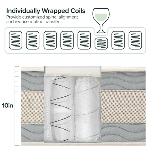 ZINUS 10 Inch Comfort Support Hybrid Mattress [New Version], Full, Fiberglass Free, Medium Plush, Motion Isolation, Certified Safe Foams & Fabric, Mattress in A Box