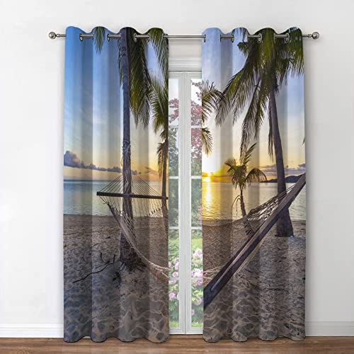Jekeno Fall Tree Blackout Curtains Autumn Maple Tree Yellow Orange Leaves Brown Branch Wooden Nature Tree Decor Bedroom Living Room Grommet Window Drapes 2 Panel Set, 42"x54"