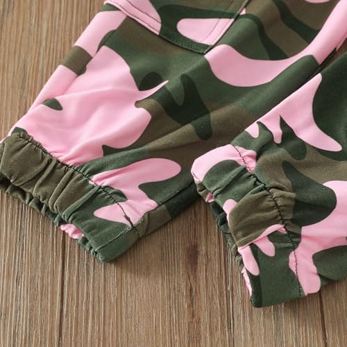 Yvowming Toddler Girl Clothes Kids Long Sleeve Sweatshirt & Camouflage Pants Baby Girl Fall Outfits Winter Sweatsuit (Light Pink, 6-12 Months)