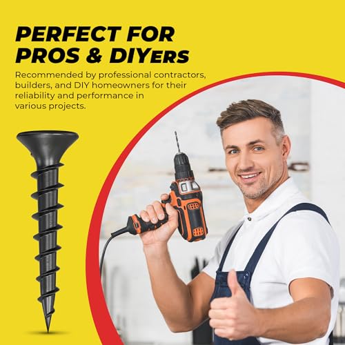Qualihome #10 Coarse Thread Sharp Point Drywall Screw with Phillips Drive #2 Bugle Head, 1 Lb/Pound, Black, Ideal Screw for Drywall Sheetrock, Wood and More (6 Inch)