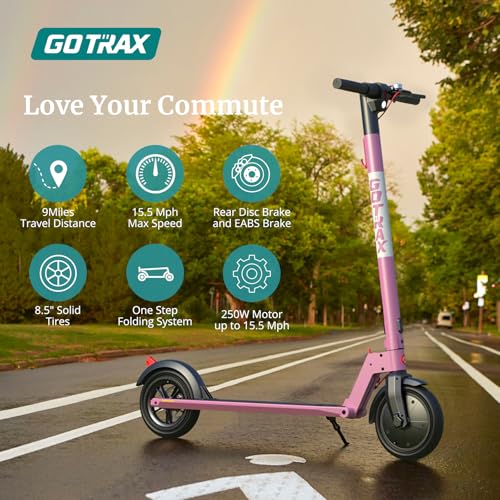 Gotrax GXL V2 Electric Scooter for Adult, 8.5" Solid Tire Max 12 Mile 15.5Mph Speed Powered By 250W Motor, Foldable Commuting E Scooter for Adult Pink