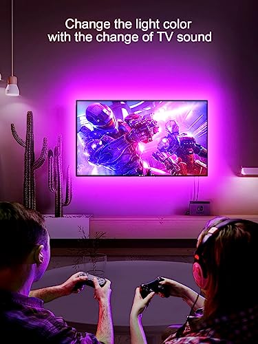 GIPOYENT TV Light Strip, Music Sync LED TV Backlights, for 32-50 Inch TV, LED TV Light with Bluetooth Function - RGB Color Changing Light Strip for Home Theater (9.8ft)