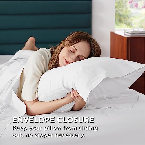 Bedsure Brushed Sheets Queen Size, 100% Cotton Sheets for Queen Size Bed, Extra Soft Pure White Sheets, Warm Bed Sheets with Deep Pocket up to 16", 4 Pieces Bedding Sheets & Pillowcases