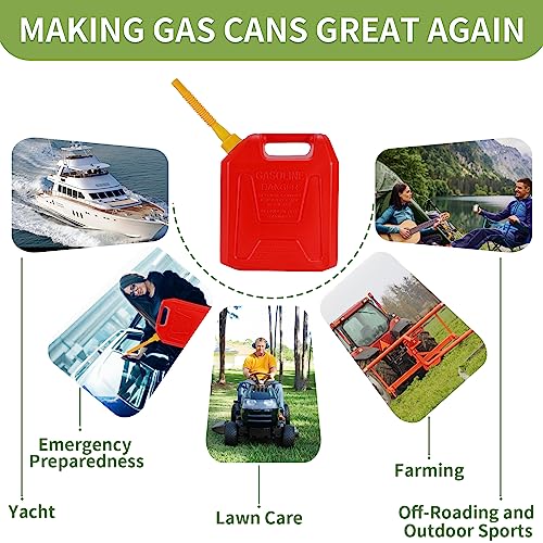 Gas Can Spout Replacement, Anti-Spill Gas Can Nozzle Replacement, 2-Kit Gas Can Spouts No Leaky, Upgraded Replacement Gas Can Spout with Flexible Nozzle, Gas Can Vent, Fit for Most 1/2/5/10 Gal Can