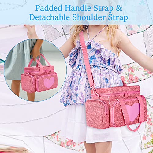 LoDrid Carrying Case Compatible with Tonie, Storage Bag Organizer for Audio Player Set and Accessories with Handle and Shoulder Strap, Pink, Bag Only (Patent Design)