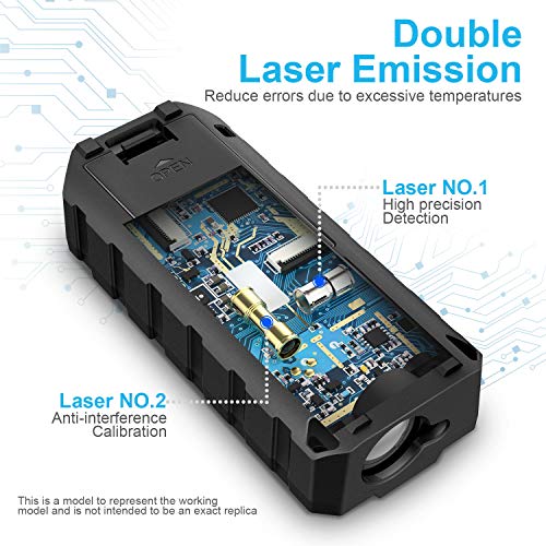 Laser Measurement Tool, ACEGMET 393 Ft Laser Tape Measure ±1/16-inch Accuracy, M/in/Ft Unit Switching Backlit LCD with Mute Button Laser Measure, Pythagorean Mode, Area and Volume Digital Tape Measure