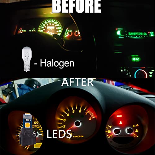 BlyilyB 10-Pack Amber T5 2721 37 74 Wedge Led Bulb PC74 Twist Sockets Replacement Dash Dashboard Lights Instrument Panel Cluster LEDS Lamps