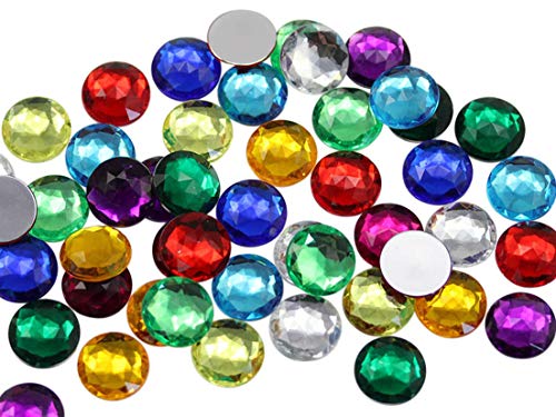 Allstarco 15mm Flat Back Round Acrylic Rhinestones Plastic Gems for Jewelry Making Costume Jewels Cosplay Embelishments - 40 Pieces (Orange Hyacinth .HC)