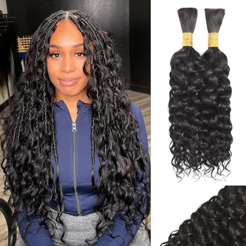 Human Braiding Hair Curly Human Hair Braiding Hair For Boho Knotless Bohemian Braids Full Bulk Human Hair For Braiding Wet And Wavy 100g 2 Bundles No Weft Hair Extensions