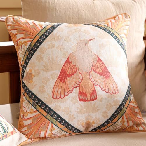 patdrea Designer Throw Pillow Covers Set of 4,Orange Rustic Linen with Pineapples Collection Pattern Pillows Cover,Decorative Lumbar and Square Pillowcases Cushion for Bed Living Room Outdoor Car