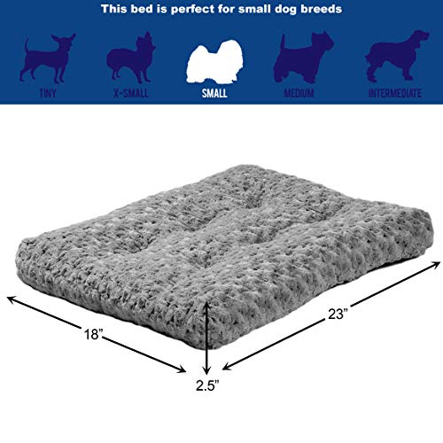 MidWest Homes for Pets Deluxe Dog Beds Super Plush Dog & Cat Beds Ideal for Dog Crates Machine Wash & Dryer Friendly, 1-Year Warranty, Gray, 24-Inch