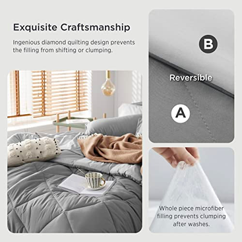 Bedsure White Twin XL Comforter Sets - 5 Pieces Reversible White Twin XL Bedding Sets with Comforters, Sheets, Pillowcase & Sham, Twin XL Bed Sets for College