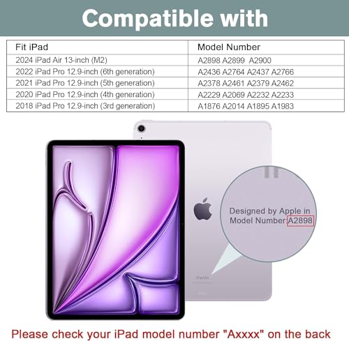 ProCase Smart Case for iPad Air 13 Inch Case 2024 M2, Slim Stand Translucent Hard Back Shell Smart Folio Cover Support Auto Wake/Sleep for iPad Air 13" 2024 Air M2 -Airblue