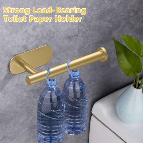 WYSE Self Adhesive Toilet Paper Holder,Brass Gold, Stick on Tissue Paper Holder for Bathroom,Wall Mount Toilet Paper Roll Holders,SUS304 Stainless Steel Toilet Roll Holder