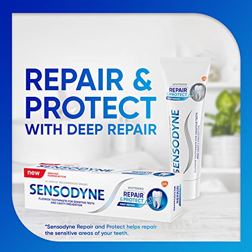 Sensodyne Repair and Protect Whitening Toothpaste, Toothpaste for Sensitive Teeth and Cavity Prevention, 3.4 oz (Pack of 2)