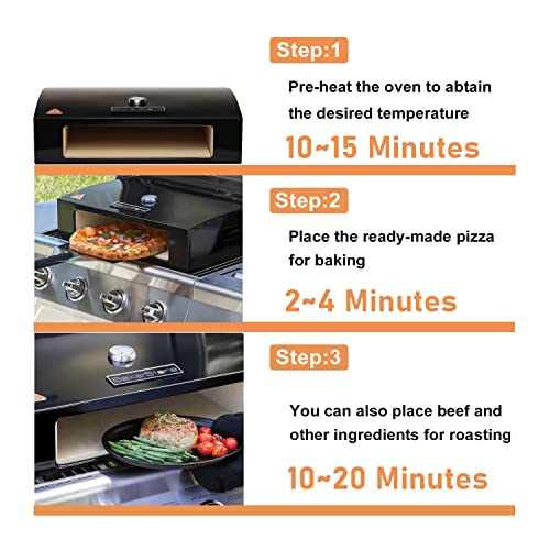 BakerStone Pizza Oven Outdoor, 5-Sided Stone Pizza Oven Box Kit for Gas Grill Top with Wood Paddle, Turning Peel, Dust Cover, Original Series