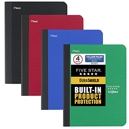 Five Star DuraShield Antimicrobial 2 Pocket Stay-Put Plastic Folders, 4 Pack, Holds 11" x 8-1/2", Black, Red, Electric Green, Cobalt Blue (330010)